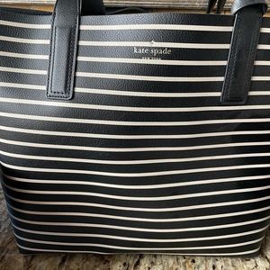Kate Spade black and white striped Reversible tote